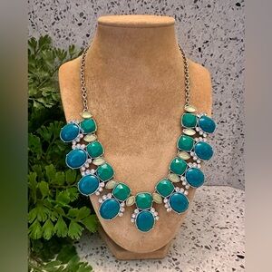 Lia Sophia statement teal cabochon necklace